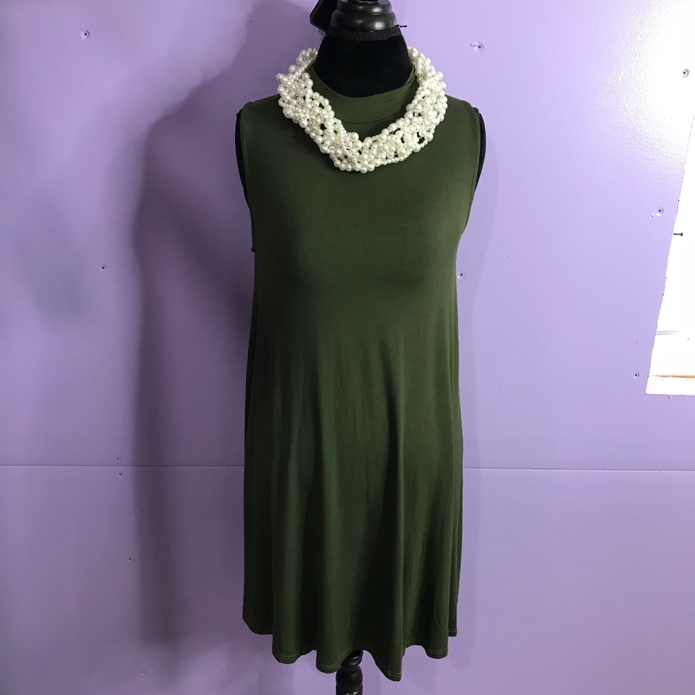 Olive green tank dress, sleeveless 🎉